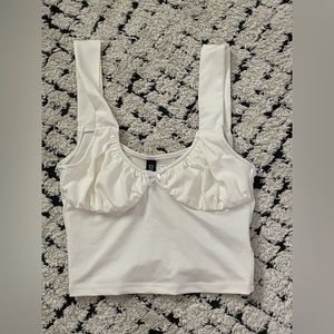 XS, white, coquette cropped tank top, H&M